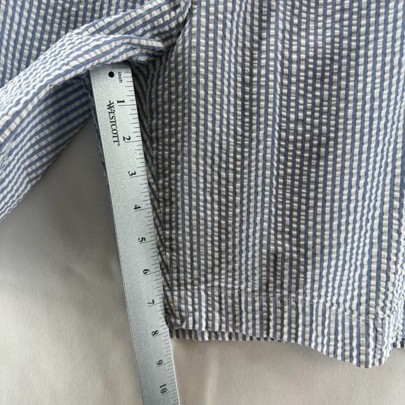Brooks Brothers 346 Chino Shorts Mens W40 Seersucker Pleated Striped White Blue - Picture 7 of 9